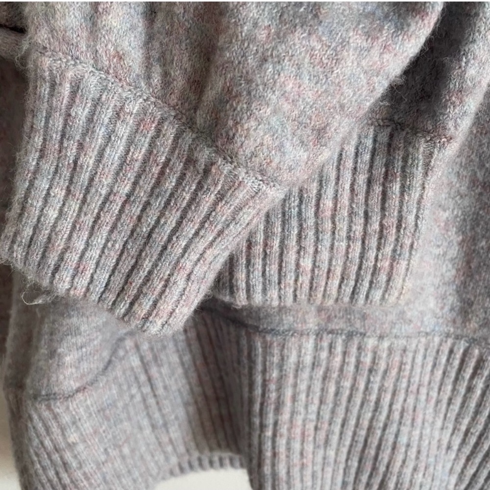 J. Crew Heather Gray Sweater with Tortoise Shell Button Accents - Picture 4 of 5